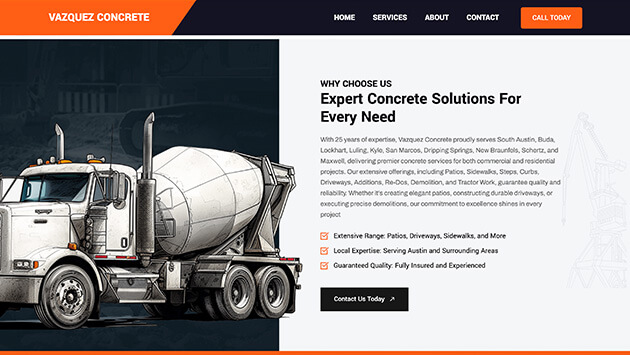 CS Web Design | Vazquez Concrete