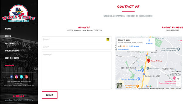 CS Web Design | Wings 'N More - Austin